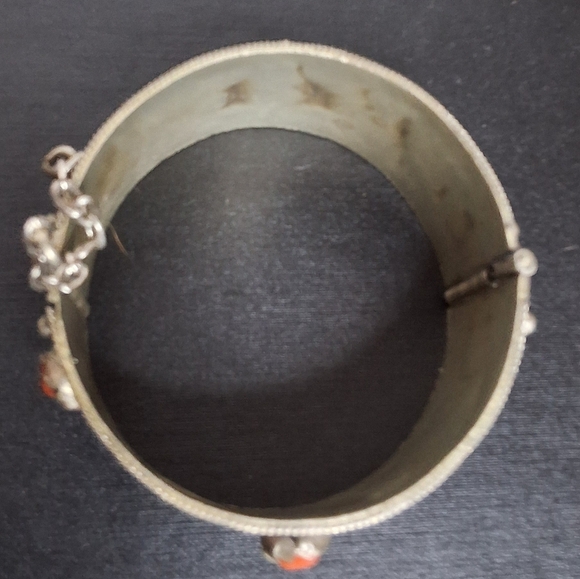 Vintage Asian Influence Enamel  Bracelet with Blue and Green Accents - Picture 2 of 8